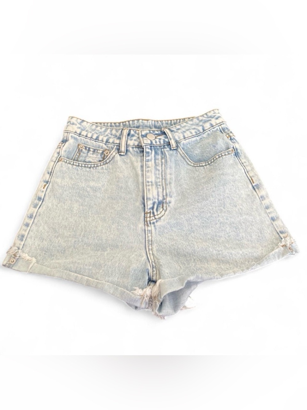 High-Waist Light Wash Denim Shorts